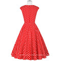 Grace Karin Stock sem mangas V-Neck Polka Dots Pattern Cotton Retro Vintage Red Party Dress CL007600-8